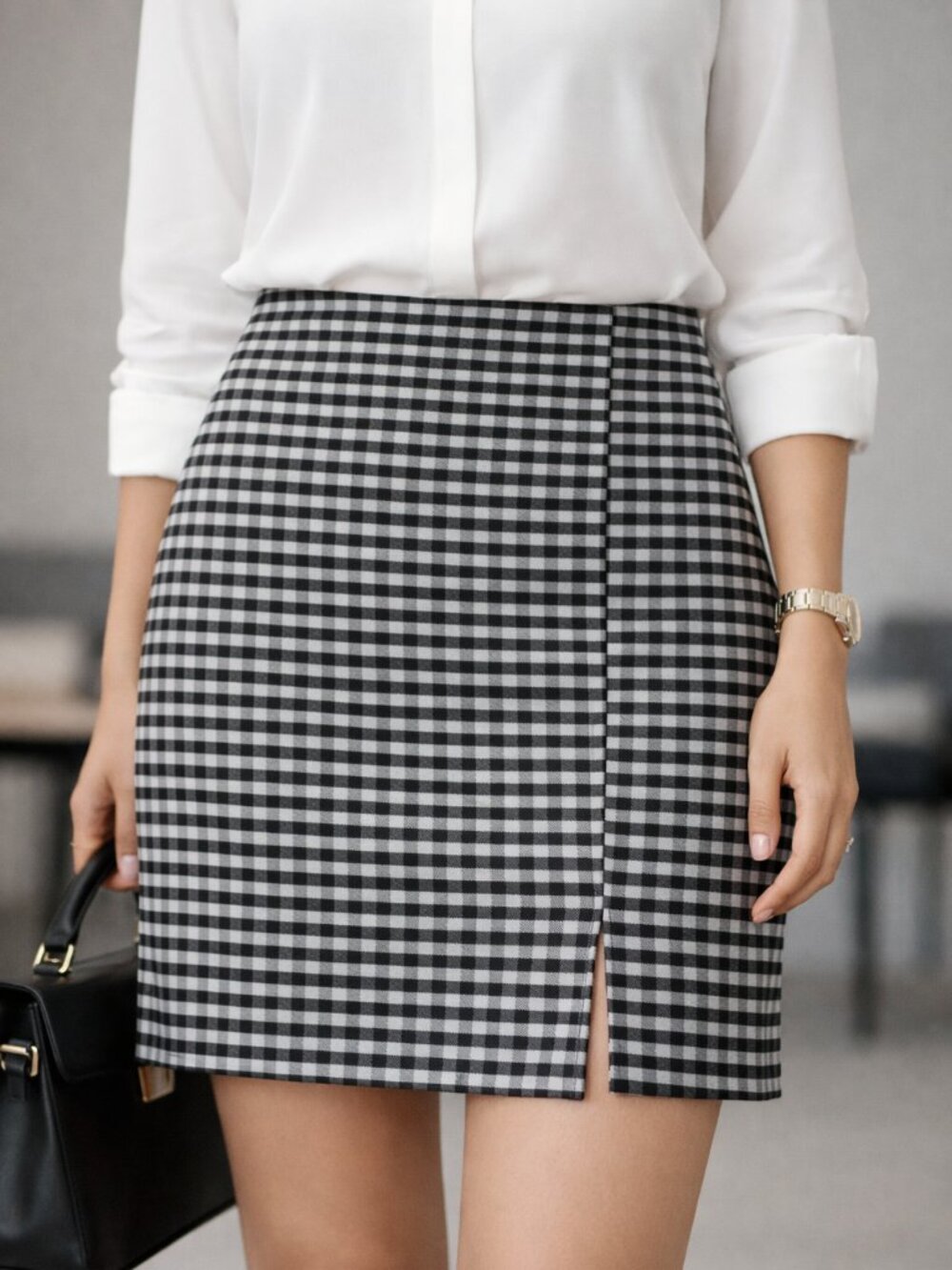 NEW Lez a Lez Made in Brazil Mini Skirt – Black/Grey Check – Size Small - NWT